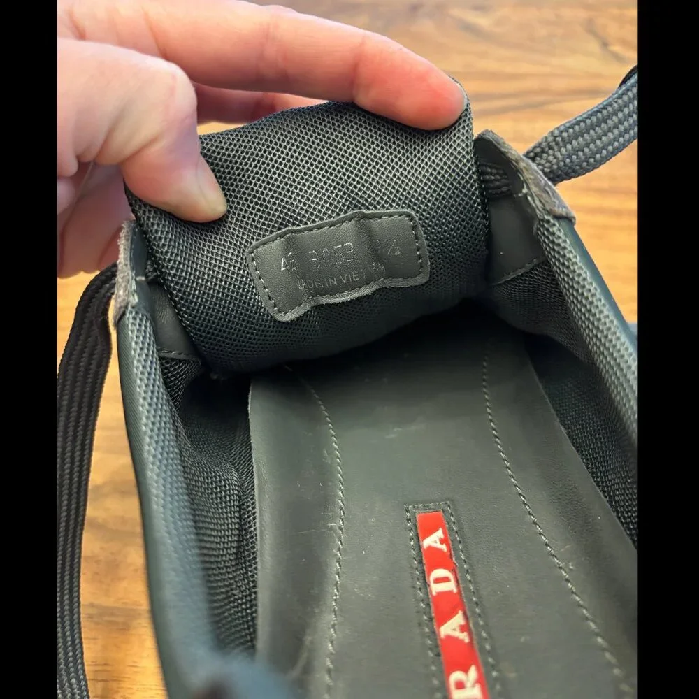 Prada Sport Green/Grey Nylon And Leather Low Top Sneakers - Picture 6 of 9